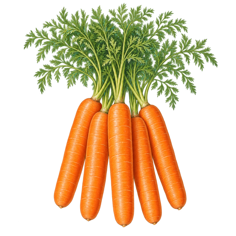 Vintage botanical illustration of Carrots - Nante