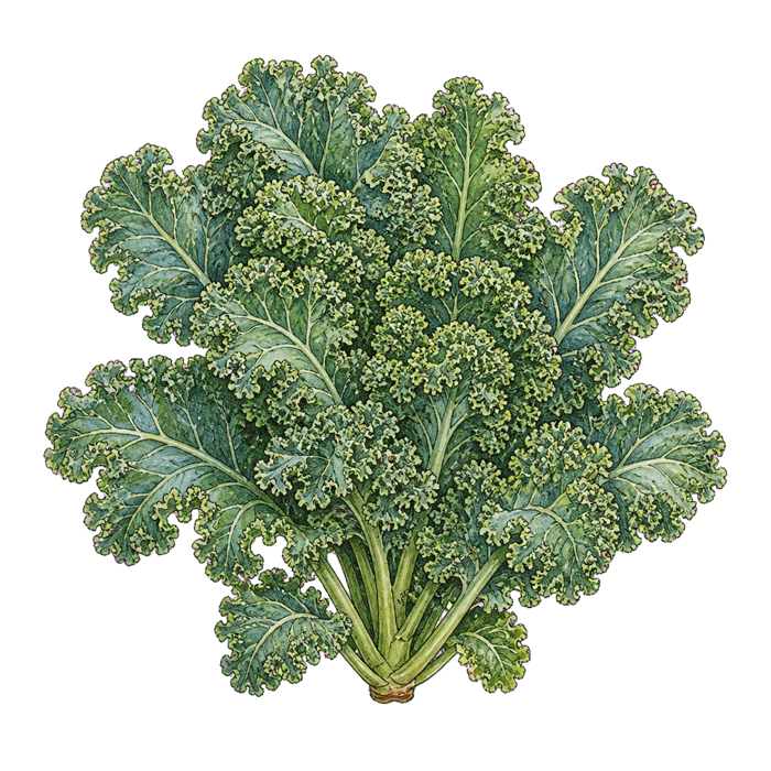 Vintage botanical illustration of Kale - Dwarf Scotch