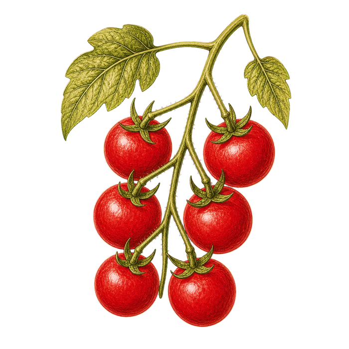 Vintage botanical illustration of Tomato - Red Cherry